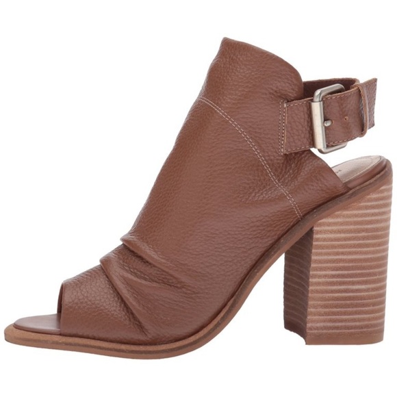 KELSI DAGGER BROOKLYN Metro Brown Peep Toe Ankle Block Heeled Booties Size 9 - Picture 11 of 11